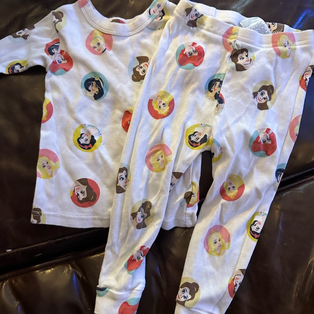 Disney Kids Pajama Set - White with Multicolor Princesses